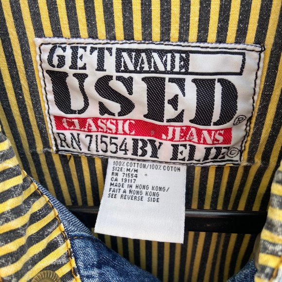 Vintage 90s Get Used By Elie Denim Jean Jacket Mens Medium Snap Button Up Shirt - Picture 6 of 9